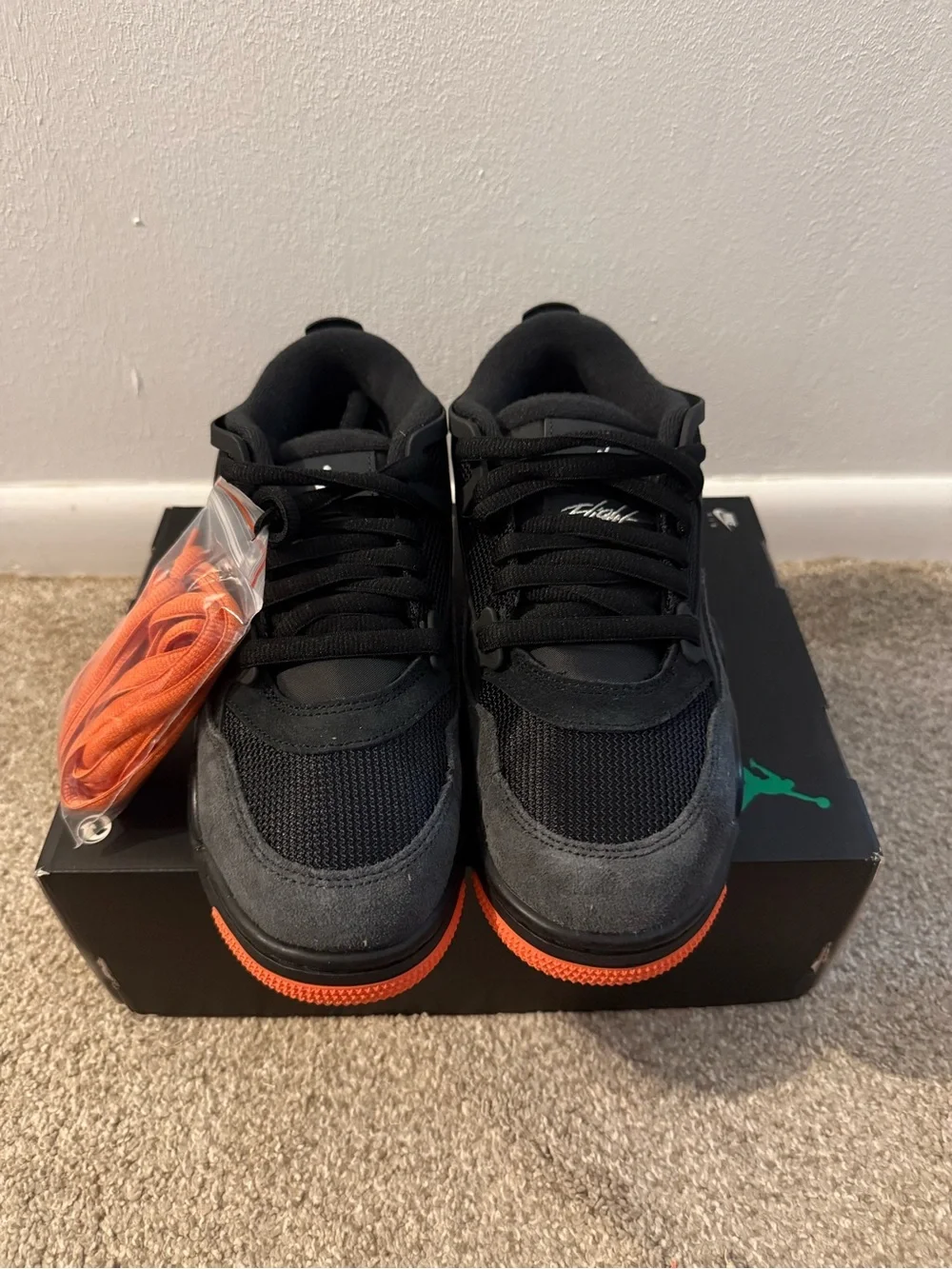 Jordan Men's Black and Orange Low-Top Sneakers